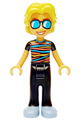 Alexander from the Friends theme wearing a striped top, black legs, and sand blue shoes - frnd709