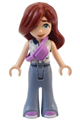 Paisley wearing light aqua vest, sand blue bell-bottom trousers, medium lavender shoes, and a belt bag - frnd714