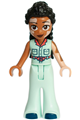 Jordin from Friends theme wearing light aqua jumpsuit bell-bottoms and dark blue shoes - frnd719