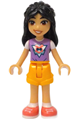 Liann from Friends theme, wearing a medium lavender top, bright light orange shorts, and coral shoes - frnd726