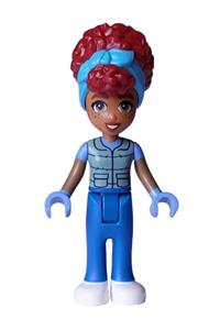 Friends Gabriela - Gabriela from Friends theme, wearing a sand green vest over a medium blue shirt, blue trousers, white shoes, and a medium azure head wrap - frnd732