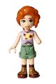 Friends Autumn - Lavender Vest with Sunflowers, Sand Green Shorts, Nougat and Reddish Brown Boots - frnd733