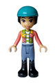 Liann from Friends theme, wearing a coral jacket with sand blue trousers, black boots, and a dark turquoise horse riding helmet - frnd734