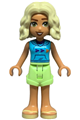 Nova from Friends theme wears a medium azure sleeveless hoodie, yellowish green shorts, and bright light yellow sandals - frnd739