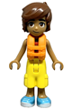 Leo from Friends theme wearing a red and white sleeveless wetsuit, yellow cropped trousers, medium azure shoes, and an orange life jacket - frnd744