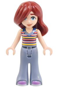 Friends Paisley - Paisley wearing a striped sleeveless top, sand blue bell-bottom trousers, and medium lavender shoes - frnd746
