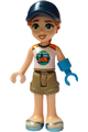 Friends Autumn in white and orange sleeveless top with dark tan shorts - frnd753