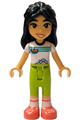 Liann from Friends theme wearing a white knotted T-shirt with a tent, lime trousers, and coral shoes - frnd754