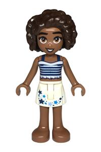 Friends Aliya - Aliya from Friends theme. She wears a dark blue top with a white skirt featuring stars - frnd764