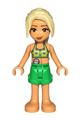 Sara from Friends wearing a lime bikini top and bright green shorts - frnd767