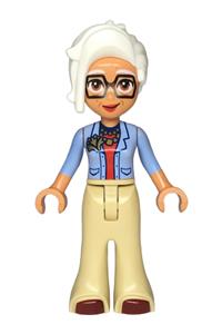 Friends Renee - Renee from Friends wearing a light blue jacket, tan bell-bottom trousers, and dark red shoes - frnd770