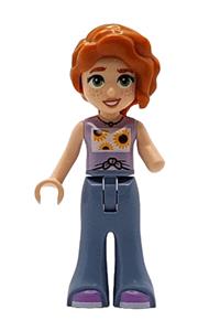 Friends Autumn - Friend Autumn wearing a lavender vest with sunflowers, sand blue bell-bottom trousers, and medium lavender shoes - frnd771