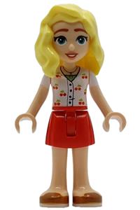 Friends Matilde - Matilde from Friends theme wearing a white top with cherries, red skirt, and dark orange shoes - frnd774