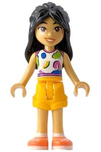 Friends Liann - Liann from Friends theme, wearing a white tank top, bright light orange shorts, and coral shoes - frnd776