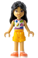 Liann from Friends theme, wearing a white tank top, bright light orange shorts, and coral shoes - frnd776