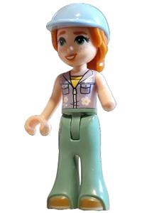 Friends Autumn - Friends Autumn - Lavender Sleeveless Jacket with Flowers, Sand Green Trousers Bell-Bottoms, Medium Nougat Shoes, Bright Light Blue Horse Riding Helmet - frnd779