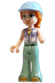 Friends Autumn - Lavender Sleeveless Jacket with Flowers, Sand Green Trousers Bell-Bottoms, Medium Nougat Shoes, Bright Light Blue Horse Riding Helmet - frnd779