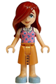 Paisley Friends mini-doll wearing a bright pink tank top, nougat mid-length skirt, and bright light blue shoes - frnd784