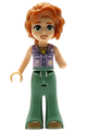 Autumn wearing lavender jacket with flowers, sand green bell-bottom trousers, medium nougat shoes, and wavy dark orange hair - frnd791