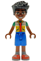 Friend named Zac in white and yellow jacket, blue shorts, and red shoes - frnd792
