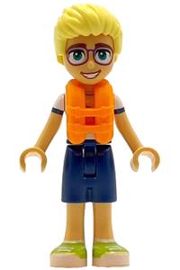 Friends Olly - Olly from Friends wearing a white shirt with a coral scarf, dark blue shorts, lime shoes, and an orange life jacket - frnd807