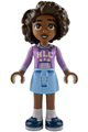 Aliya from Friends theme wearing a medium lavender hoodie, bright light blue skirt, and dark blue shoes - frnd812