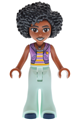 Jamila from the Friends wearing a medium lavender sleeveless hoodie, light aqua bell-bottom trousers, and dark blue shoes - frnd816