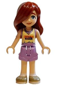 Friends Paisley - Paisley mini-doll in a bright light yellow and medium lavender tank top, medium lavender shorts, and dark tan shoes - frnd819