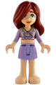 Friends Paisley wearing a sand green top, lavender skirt, and bare feet - frnd823
