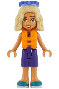 Friends Nova - Friends Nova wearing a medium lavender sleeveless hoodie with a dachshund, dark purple shorts, dark turquoise shoes, orange life jacket, and trans-purple sunglasses - frnd826