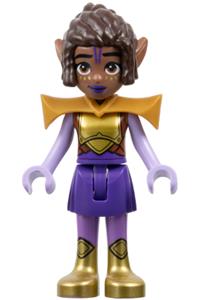 Friends Aliya - Aliya wearing a dark purple warrior elf costume with pearl gold armor - frnd838