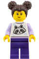 Woman - Dark Brown Buns, Raccoon Shirt, Dark Purple Legs - fst052
