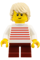 Boy with tan hair wearing a red stripes shirt and dark red legs - fst053