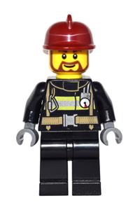 Fire - Reflective Stripes with Utility Belt, Black Legs, Dark Red Fire Helmet, Brown Beard Rounded game015