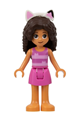 Gabby wearing a dark pink and bright pink striped tank top with a dark pink skirt - gdh002