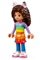 Gabby wears a striped shirt and a layered skirt over blue leggings - gdh006