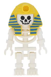 Skeleton Minifigure - Skeleton with standard skull, yellow mummy headdress with pattern - gen006
