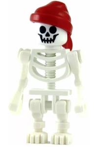 Skeleton Minifigure - Skeleton with Fantasy Era torso, standard skull, mechanical arms, and a red bandana - gen036