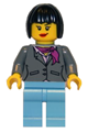 Dark Bluish Gray Jacket with Magenta Scarf, Medium Blue Legs, Black Bob Cut Hair - gen062