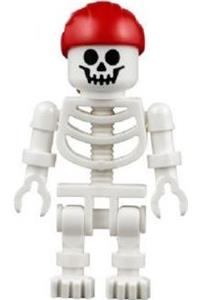Skeleton Minifigure - Skeleton with a standard skull wearing a red rounded top bandana - gen067