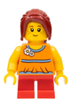 Girl, Red Short Legs, Hair Ponytail Long with Side Bangs - gen077