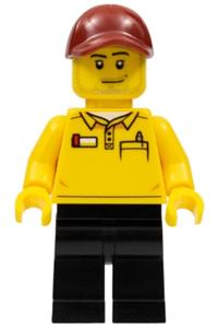 Lego Store Driver, Black Legs, Dark Red Cap with Hole gen084