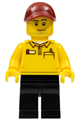 Lego Store Driver, Black Legs, Dark Red Cap with Hole - gen084