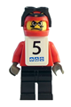 Snowboarder, Red Shirt, Black Legs, White Vest, Number 5 Sticker on Both Sides - gg008s