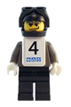 Snowboarder, Dark Gray Shirt, Black Legs, Black Helmet, White Vest, Number 4 Sticker on Both Sides - gg009s