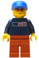 Street hockey player with a dark blue torso and dark orange legs - hky009