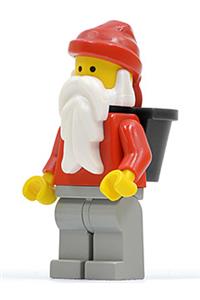 Santa Minifigure - Santa minifigure with light gray legs and a d-basket - hol006