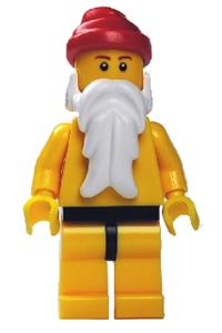 Santa Minifigure - Santa minifigure with yellow legs, black hips, and a yellow torso - hol010