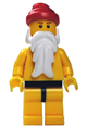 Santa minifigure with yellow legs, black hips, and a yellow torso - hol010