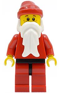 Santa Minifigure - Santa with freckles, wearing red legs with black hips - hol012